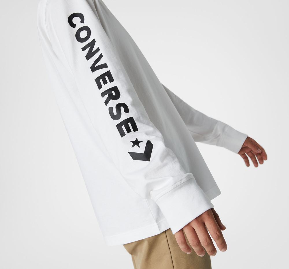 Camiseta Converse Wordmark Manga Longa Homem Branco 954061GQN